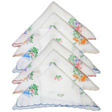 6 Women Handkerchiefs Floral Ladies Quadrate Hankies Embroidered Fashion