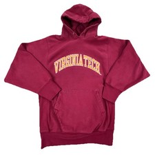 Vintage Virginia Tech Hokies Hoodie Men XS Sweatshirt Y2K 2000s Heavy Sewn Arch