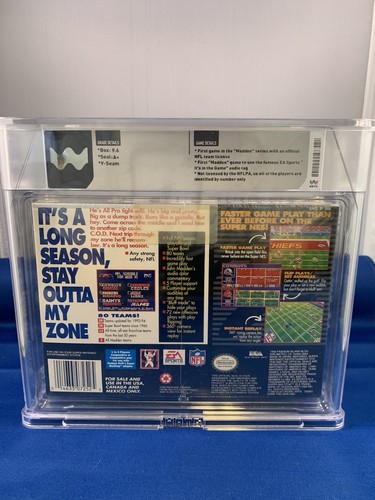 Madden '94 NFL Football Super Nintendo Highest Grade On eBay!!! Wata Graded 9.6 - Picture 6 of 6