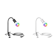 E27 Klemmleuchte LELE mit Schwanenhals, schwarz inkl. E27 Smart Home RGBW LED