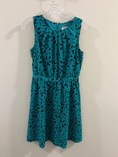 Ann Taylor Loft Teal/ Black Floral Print Size 4 Dress