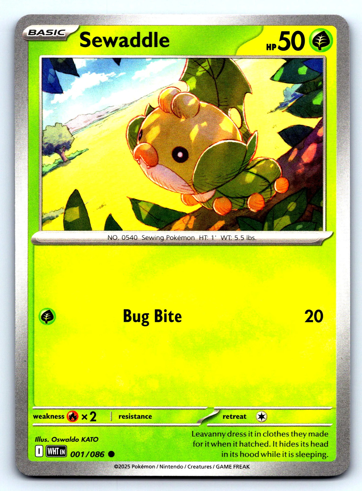 Sewaddle White Flare #1 Normal NM Pokemon Card