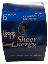 Leggs Sheer Energy Pantyhose Off Black Size B Control Top Sheer 