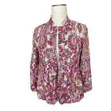 NEW Chicos Size 0 Jacket Women's Size Small Open Front Outlet 3/4 Sleeve Paisley