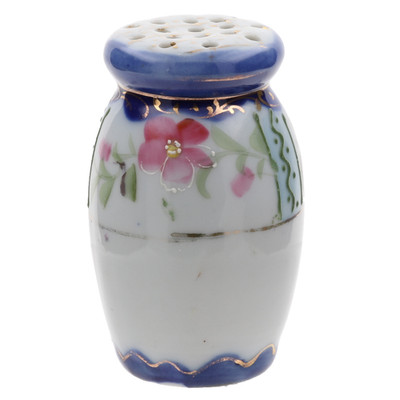 Early 20th Century Japanese Style Blue Decorated Single Salt Shaker 3'' Tall #090