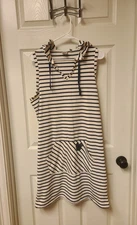 Junk Food Disney Women's Hooded Mickey Dress LG Black White Striped Sleeveless