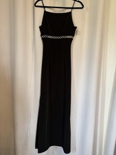 Dave  Johnny Black Formal Dress With Slit On Both Sides. Sz. 3/4. NWT