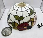 VTG Floral Rose Tiffany Style Plastic Stained Glass Standing Lamp Shade 10.5"
