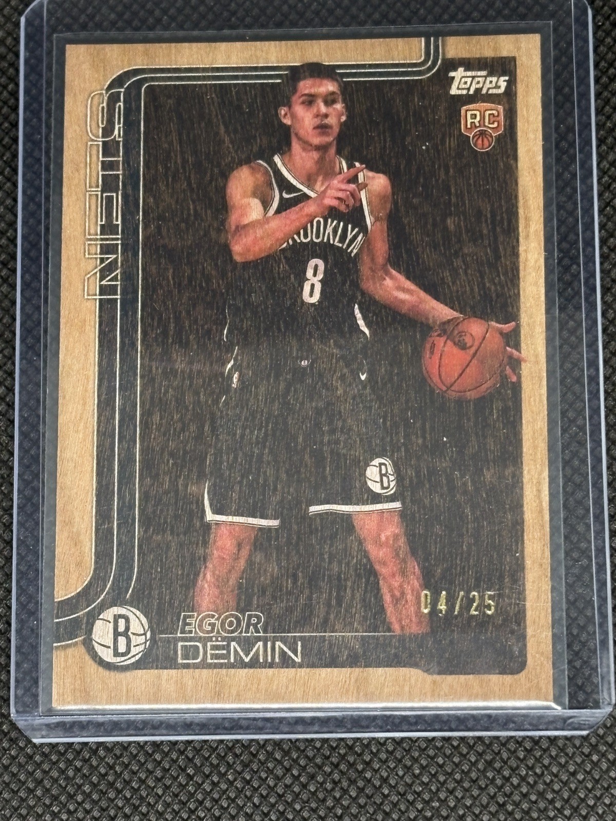 EGOR DEMIN 2025 Topps Flagship #208 WOOD PARALLEL Rookie RC SP /25 Nets