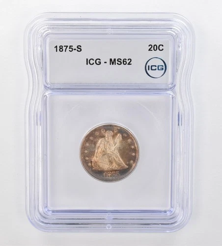 1875-S Seated Liberty Twenty Cents MS62 ICG Beautiful Tone *0872