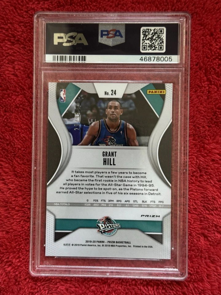 Panini Prizm Grant Hill Blue Ice Prizm SP 2019/99 Pistons #24 PSA 10 Foto 2 de 3