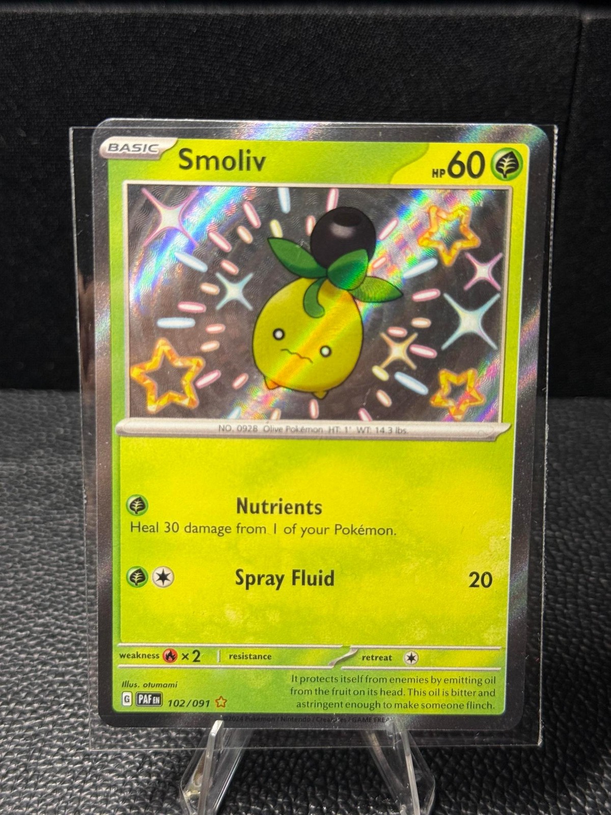 Smoliv 102/091 Shiny Rare Paldean Fates Pokemon Near Mint