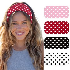 Polka Dot Headbands 4Pack for Women Stretchy NonSlip Wide Soft Hair Bands Yoga