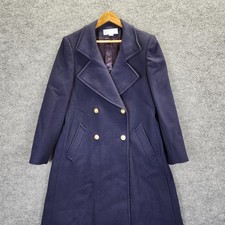 Vintage Peabody House Wool Coat Womens 11/12 Navy Double Breasted Gold Pea