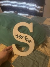 Handmade White Wooden Nursery Wall Letter S with Leaf Design