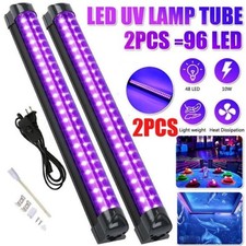 2PCS 48 LED UV Black Light Bar Fixture Ultraviolet Lamp Strip US Plug DJ Party  