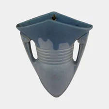 Roseville Carnelian I Blue 1926 Arts And Crafts Pottery Wall Pocket 1253-8