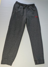 Puma Boys Gray Fleece Jogger Sweatpants Youth Size L 14/16 Red Logo