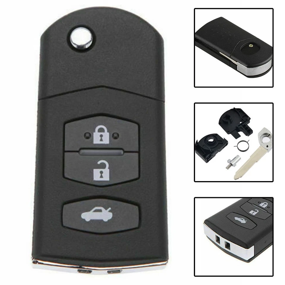 3 Buttons Key Fob Case Shell Blade For Mazda 2 3 5 6 CX7 CX9 RX8 Replacement - Image 2 of 4