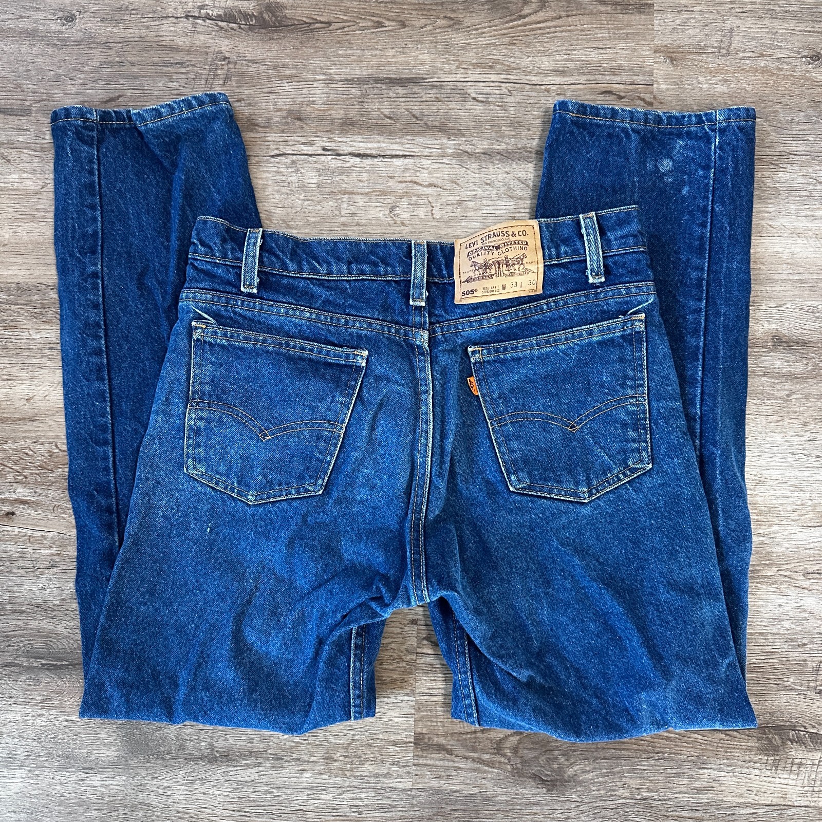 Vintage Levis 505 Mens 33x30 Orange Tab 90's Dark Wash Regular Fit Straight USA