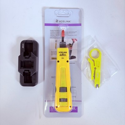 VCELINK Punch Down Impact Tool Kit 110/66 Blade CAT6A CAT6 CAT5 Stripper + Stand