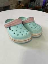 Crocs Shoes Kids Boys Girls Sz 3 J Clogs Slip On Light Blue White Water