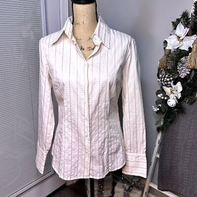 Express Design Studio Woman Size 12 Cream Button Down Shirt