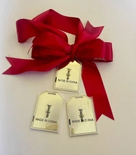 Neiman Marcus Metal ChristmasGift Tags Chrome Silver "Oh What Fun It Is To Give"