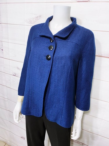 Coldwater Creek Womens Jacket Size 10 Blue Buttons Lined 3/4 Sleeve - Picture 3 of 7