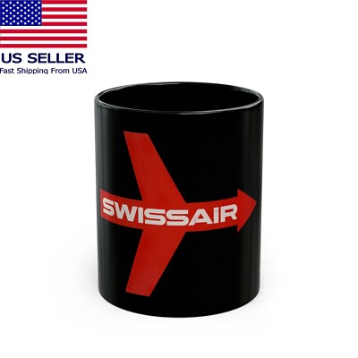 Swiss Air Airlines 11oz 15oz Coffee Tea Black Mug