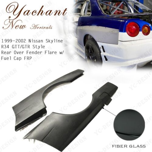 FRP Rear Over Fender Flare w/Fuel Cap For 99-02 Nissan Skyline R34 GTT GTR-Style - Picture 1 of 11