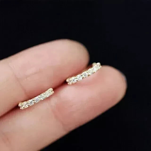 1.9Ct Round Moissanite Huggie Hoop Earrings in 14K Gold-image