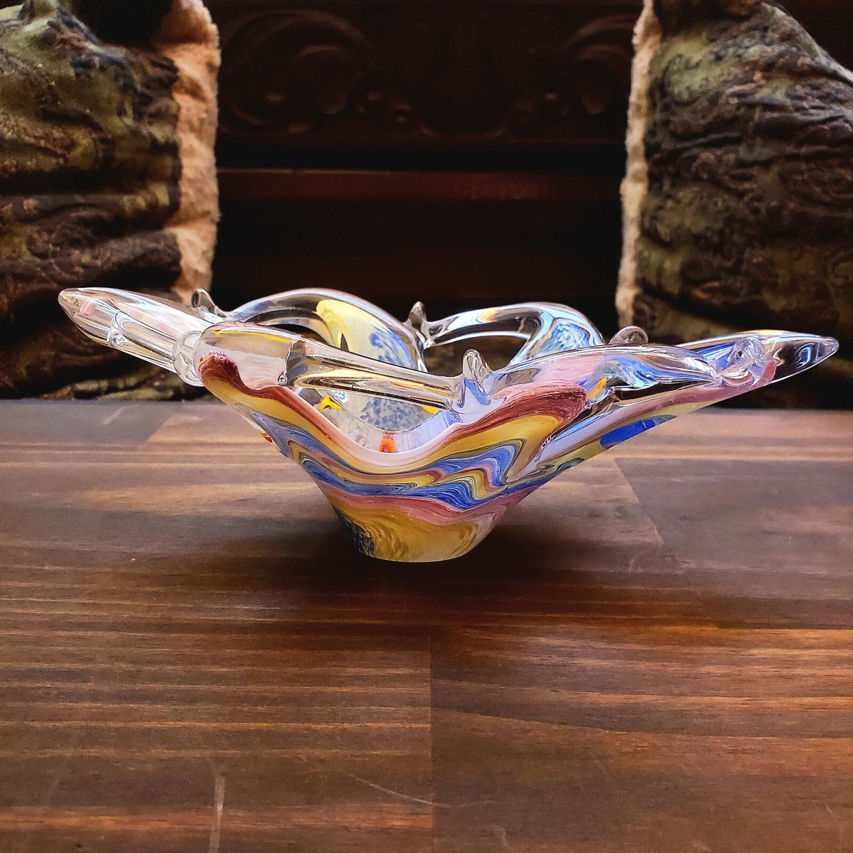 Murano Lavorazione Clear Millefiori Starfish Bowl Blown