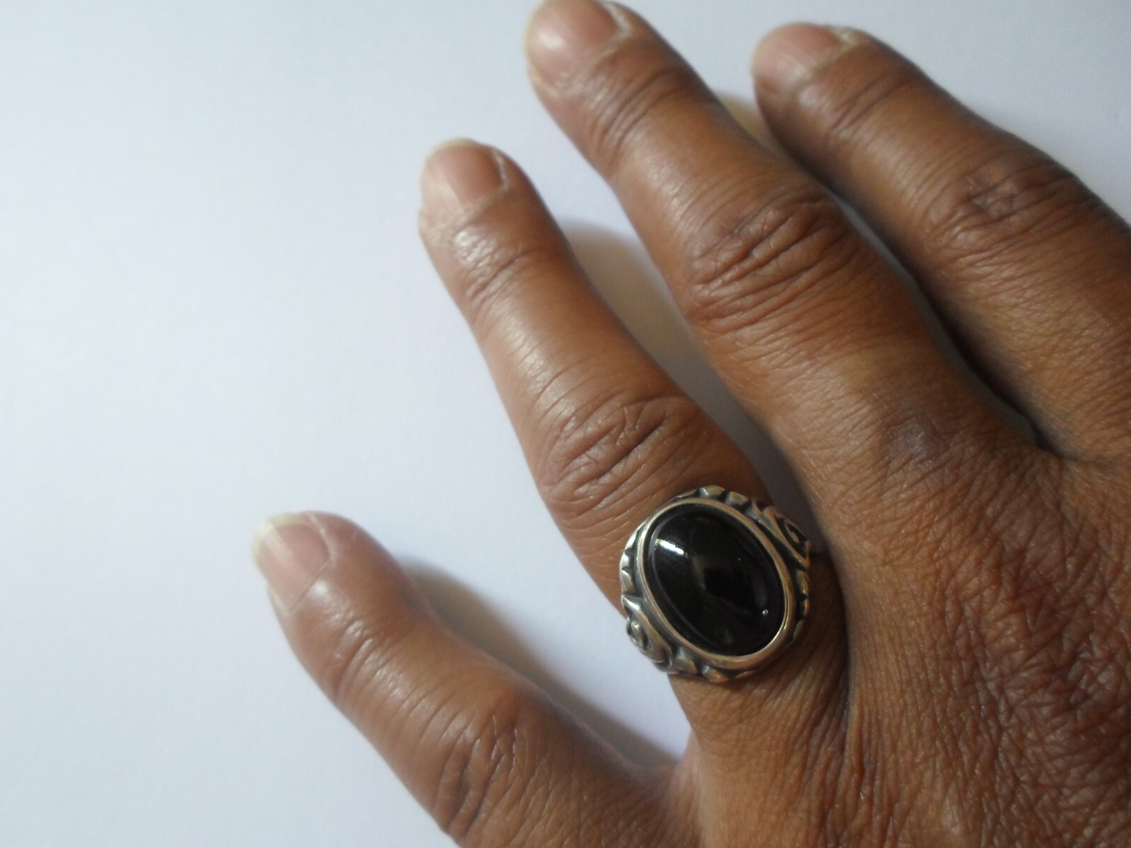 solid silver ring, amethyst cabochon, arabesque o… - image 5