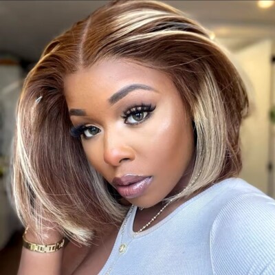 8 Zoll kurze Bob Echthaar HD Lace Front Perücken 5x5 gratis Teil