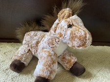 Aurora Flopsie White  Brown Horse Pony Plush Stuffed Animal Toy EUC