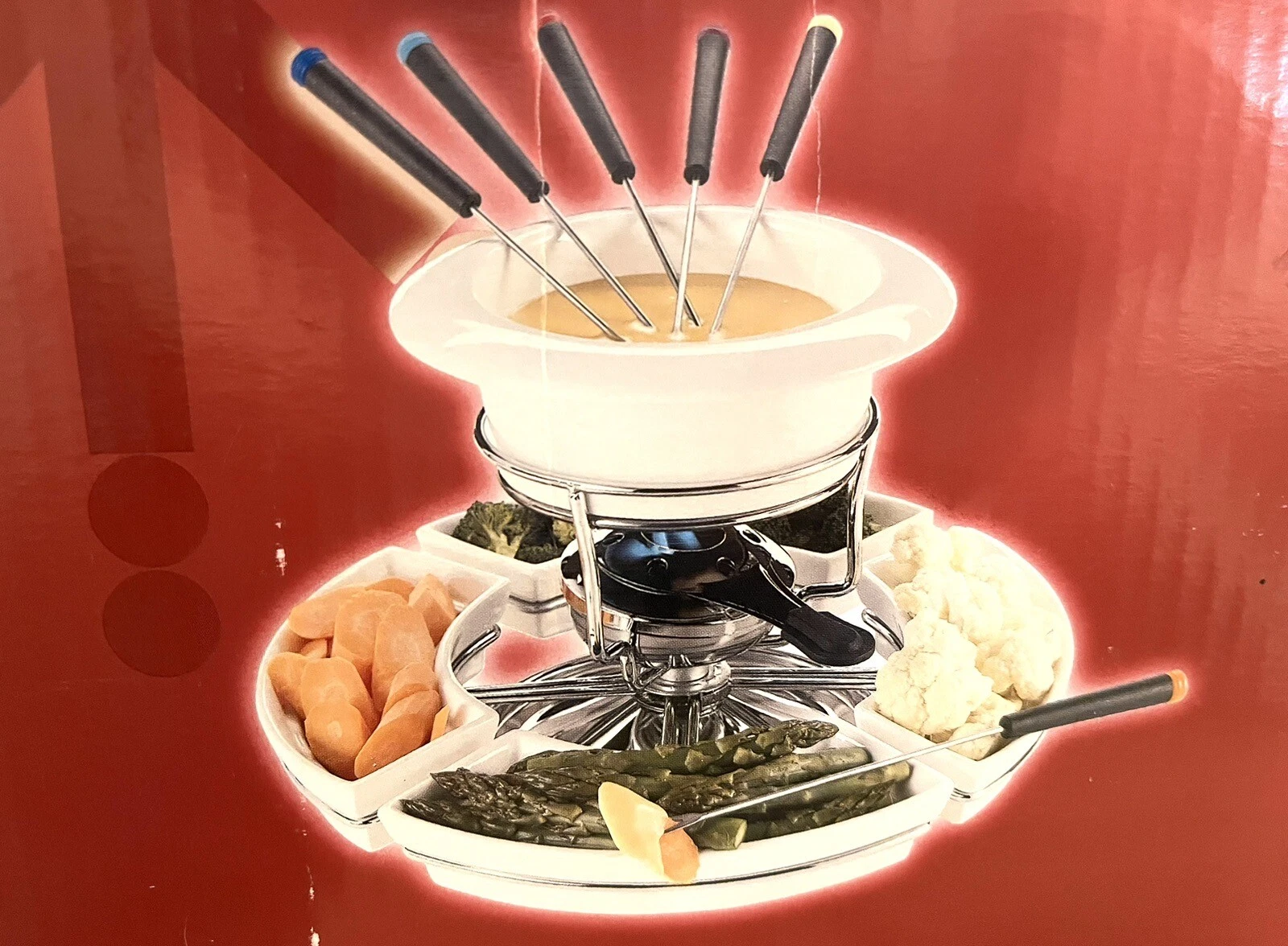 Lazy Susan Cheese Or Chocolate Fondue Set 14 Piece Set Distinction By Trudeau