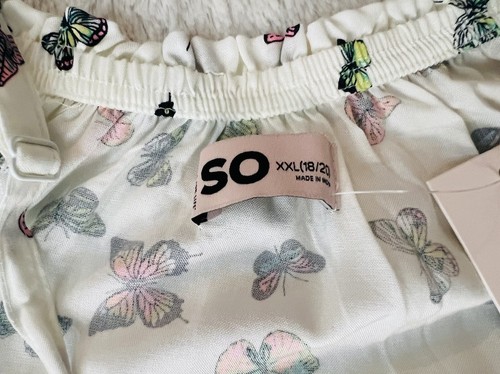 Camicetta SO Off the Shoulder Cravatta Anteriore Bianca Farfalla Taglia Jr 18/20 XXL NUOVA CON ETICHETTE - Foto 12 di 23