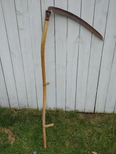 Old Antique Large Primitive Antique Scythe Halloween Prop Grim Reaper Farm Tool