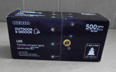 Lumineo 500 LED Twinkle Multi-Colored Christmas Compact Lights Set 36 ft.