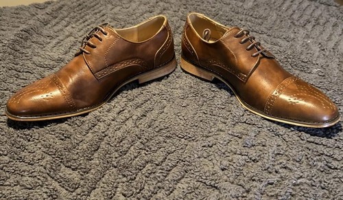 NEU UV Signature Herren 8,5 Braun Leder Elegant Schuhe Budapester Oxford-Schuhe UV020A. - Bild 2 von 6