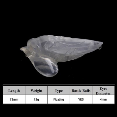 cicada fishing lure blanks 10PCS 7.2CM 12G Topwater Cicada Popper Unpainted Bait Blank Fishing Lure  model