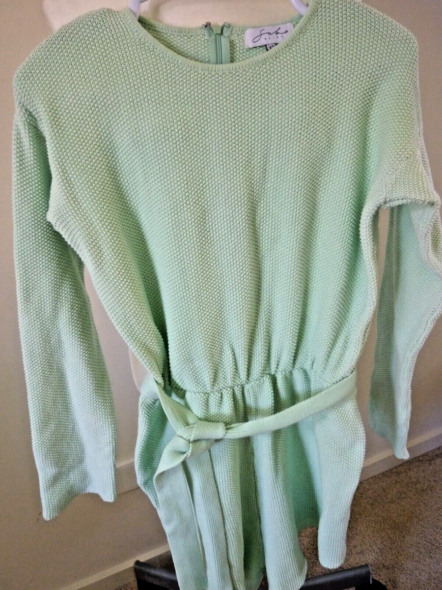 Sabo Skirt, Pale Green (mint) Cotton Knit Shorts Playsuit