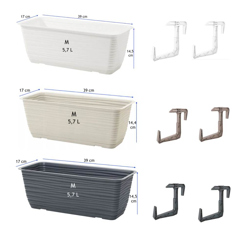 Blumenkasten mit/ohne Halter Balkonkasten Wellen Untersetzer (3Farben; 4 Größen) - Bild 3 von 4