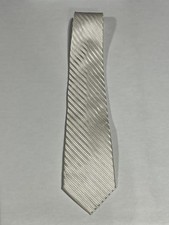 Mens Giorgio Cosani White Stripe Pattern Tie Pure Silk Hand Made NEW