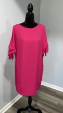 Vince Camuto Size 12 pink blouson dress tunic style above knee cold shoulder