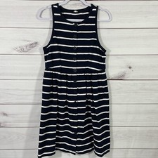 J. Crew Dress Nautical Tank Anchor Button-Front Striped  Womens M Blue White.