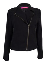 Catherine Malandrino Women's Black Mick Cropped Moto Jacket Size 2 S-4