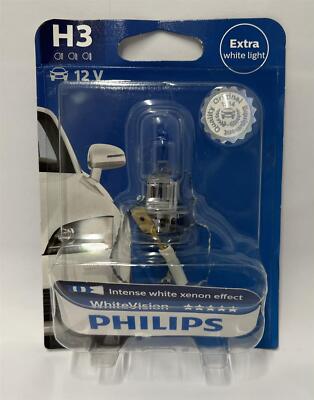 SALE!!! H3 PHILIPS WhiteVision 12V 55W PK22s Halogen Headlight Bulb Single #146