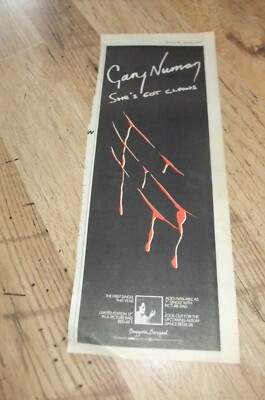 (-0-)  GARY NUMAN SHE'S GOT CLAWS  ADVERT 13cmX43cm PRESS ADVERT POSTER 